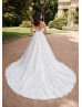Beaded Ivory Lace Tulle V Back Dreamy Wedding Dress